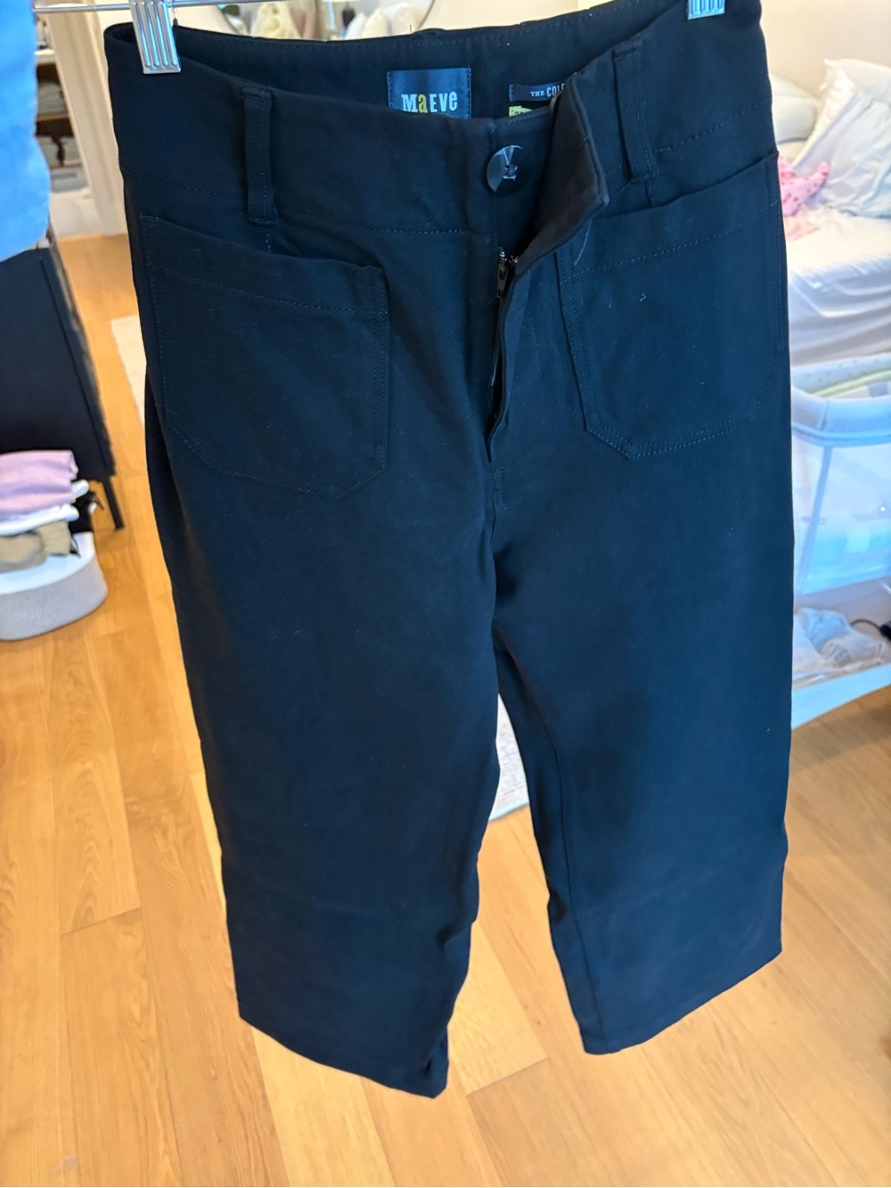 Maeve Ponte The Colette Black Wide-Leg Cropped Pants